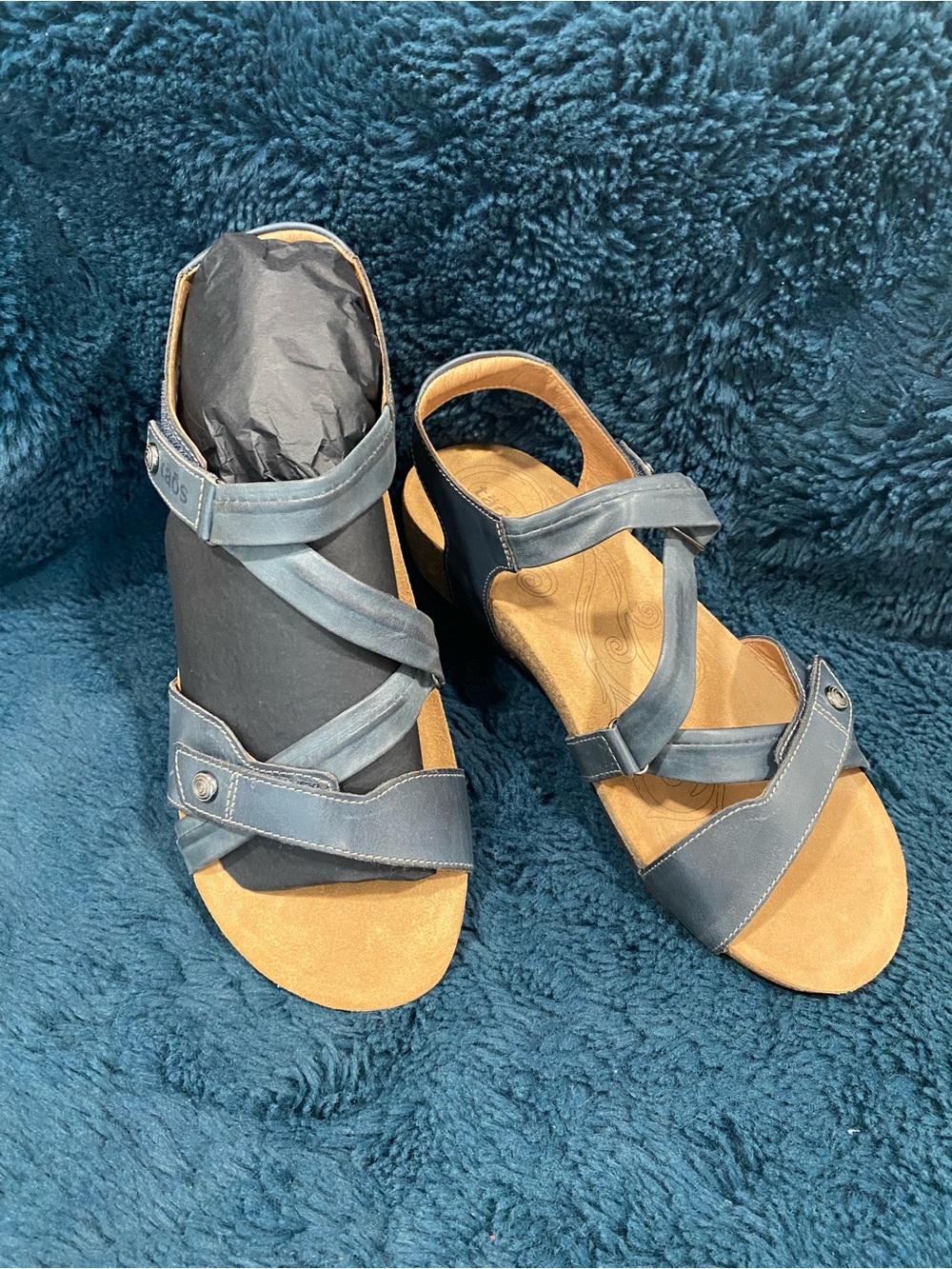 Women’s Taos Big Time Leather Comfort Sandal – Dark Blue-EU 41W - Picture 4 of 8